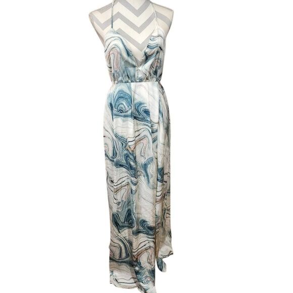 Sweet Lemon Marble Print Halter Maxi Dress Women’s Small Open Back NWT - Picture 2 of 8